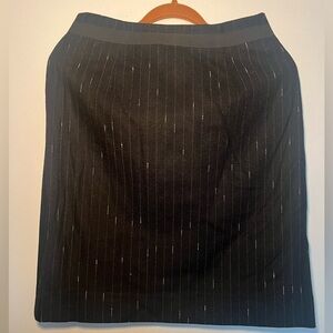 SEARLE Black Pinstripe Wool Skirt